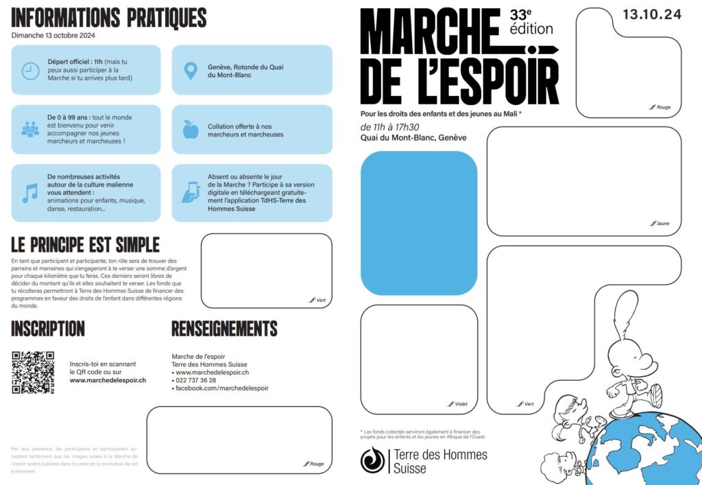 Informations pratiques relatives à la Marche de l'espoir